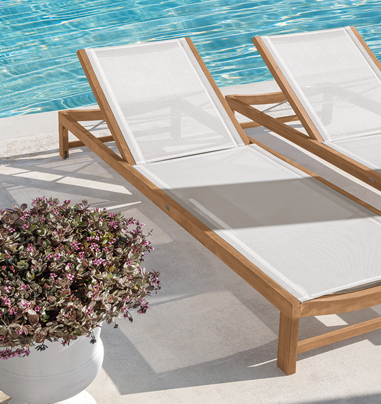 ETHIMOsand  in teak and Ethitex 太阳床